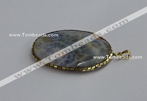 CGP3411 35*50mm faceted oval agate pendants wholesale