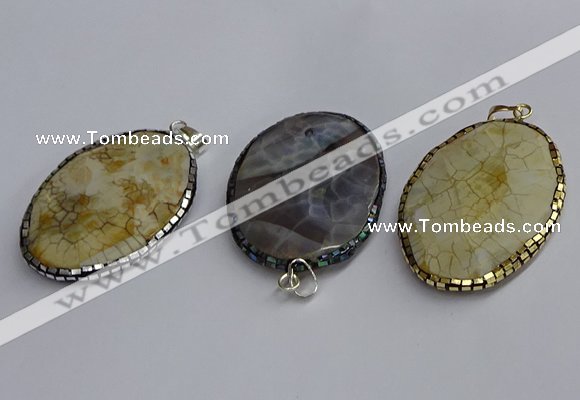 CGP3414 35*50mm faceted oval agate pendants wholesale