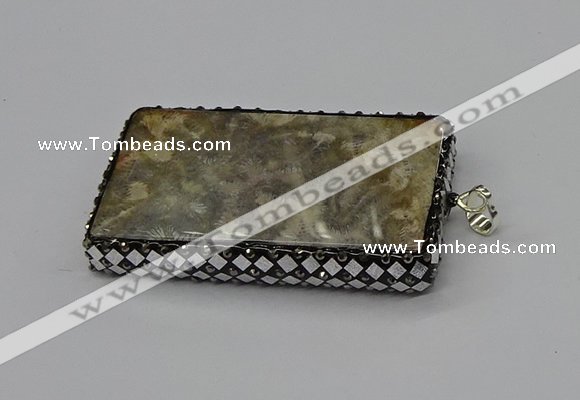 CGP3420 35*60mm - 40*50mm rectangle fossil coral pendants