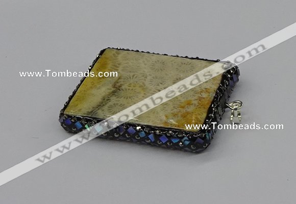 CGP3422 35*60mm - 40*50mm rectangle fossil coral pendants