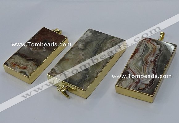 CGP3427 25*45mm - 30*55mm rectangle crazy lace agate pendants