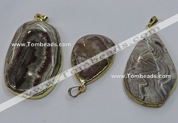 CGP3428 25*40mm - 35*55mm freeform crazy lace agate pendants