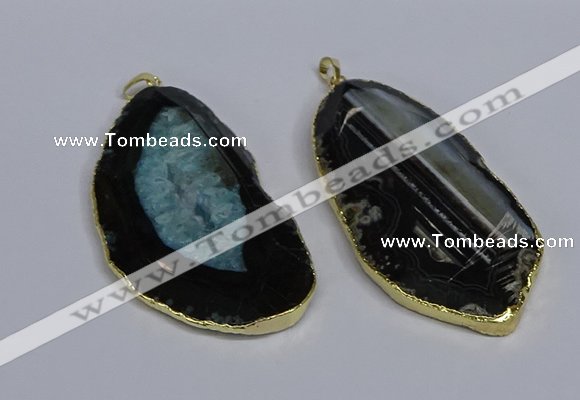 CGP3439 36*70mm - 40*80mm freeform druzy agate pendants wholesale