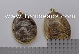 CGP3442 35*50mm - 40*55mm oval ocean agate pendants