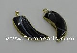 CGP3459 16*30mm - 18*40mm horn black agate pendants