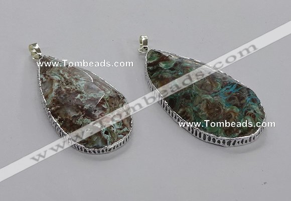 CGP3462 30*40mm - 35*50mm faceted flat teardrop ocean agate pendants