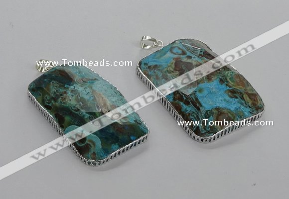 CGP3464 34*45mm - 35*55mm faceted rectangle ocean agate pendants