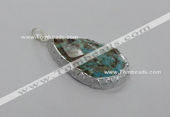 CGP3474 30*40mm - 35*50mm faceted flat teardrop ocean agate pendants