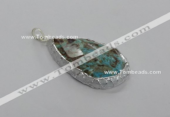 CGP3474 30*40mm - 35*50mm faceted flat teardrop ocean agate pendants