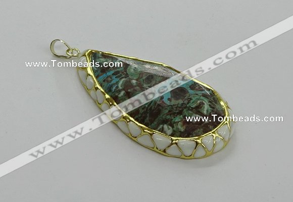 CGP3476 30*50mm - 35*55mm faceted flat teardrop ocean agate pendants