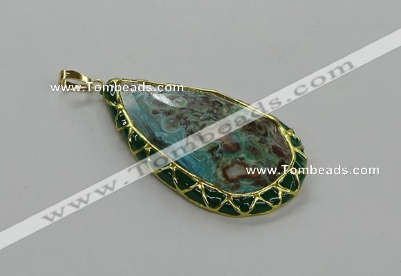 CGP3477 30*50mm - 35*55mm faceted flat teardrop ocean agate pendants