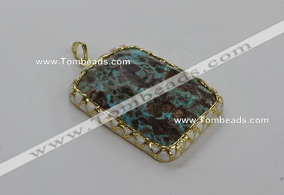 CGP3479 34*45mm - 35*55mm faceted rectangle ocean agate pendants