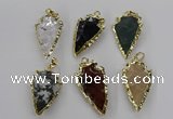 CGP3508 20*30mm - 22*40mm arrowhead mixed gemstone pendants