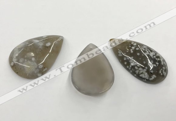 CGP3518 30*40mm - 28*50mm flat teardrop sakura agate slab pendants