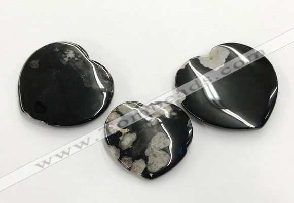 CGP3524 42*48mm - 50*55mm heart sakura agate slab pendants