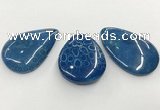 CGP3548 32*42mm - 35*55mm flat teardrop chrysanthemum agate slab pendants