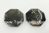 CGP3551 50mm - 53mm octagonal chrysanthemum agate slab pendants