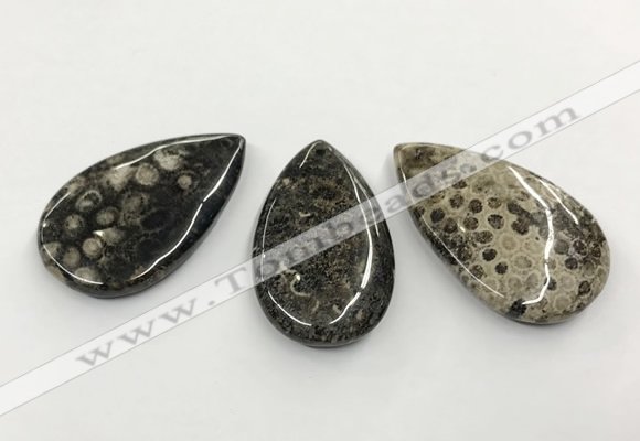 CGP3553 28*48mm - 30*50mm flat teardrop chrysanthemum agate slab pendants