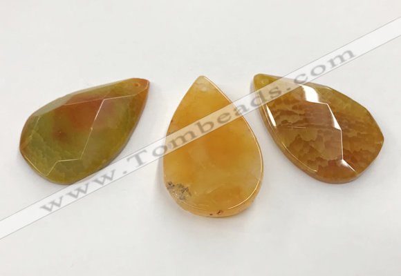 CGP3563 35*55mm faceted flat teardrop agate pendants wholesale