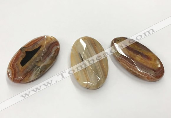 CGP3568 32*50mm faceted oval agate pendants wholesale