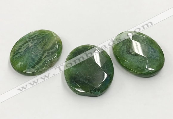 CGP3578 40*50mm faceted oval agate pendants wholesale