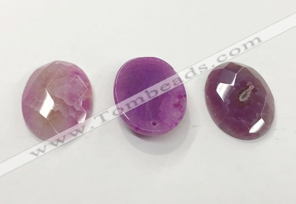 CGP3582 32*45mm faceted oval agate pendants wholesale