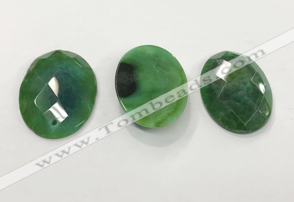 CGP3584 32*45mm faceted oval agate pendants wholesale