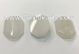 CGP3605 35*45mm faceted octagonal white jade pendants wholesale