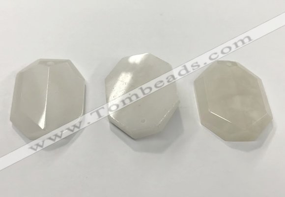 CGP3605 35*45mm faceted octagonal white jade pendants wholesale