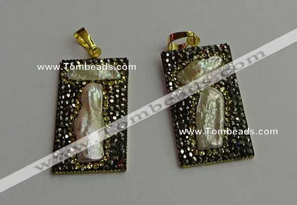 CGP384 20*40mm rectangle pearl pendants wholesale