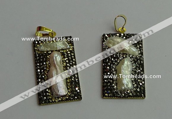 CGP385 20*40mm rectangle pearl pendants wholesale