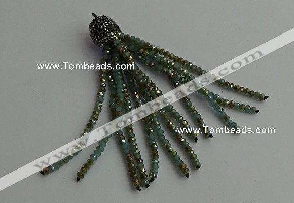 CGP423 2*3mm faceted rondelle handmade chinese crystal tassel pendants