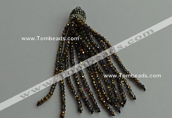 CGP427 2*3mm faceted rondelle handmade chinese crystal tassel pendants