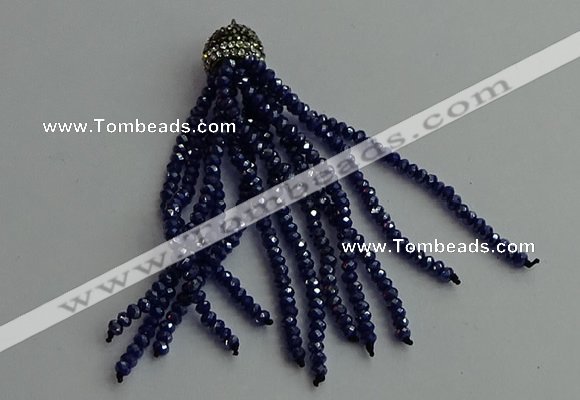 CGP428 2*3mm faceted rondelle handmade chinese crystal tassel pendants