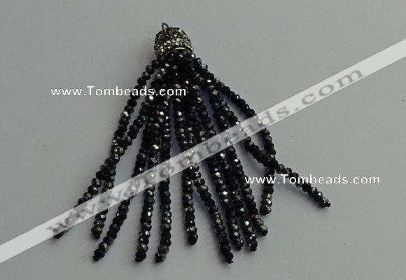 CGP429 2*3mm faceted rondelle handmade chinese crystal tassel pendants