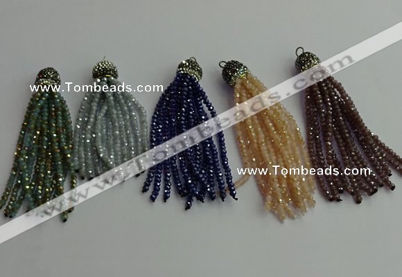 CGP430 2*3mm faceted rondelle handmade chinese crystal tassel pendants