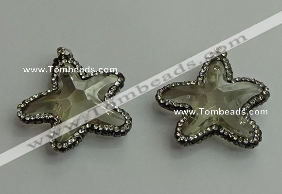 CGP506 35*35mm star crystal glass pendants wholesale