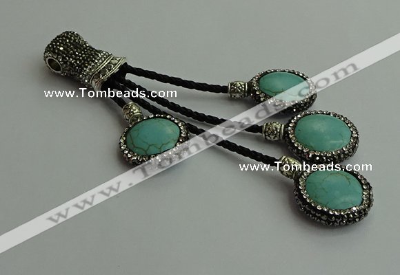 CGP531 16*18mm freeform turquoise tassel pendants wholesale