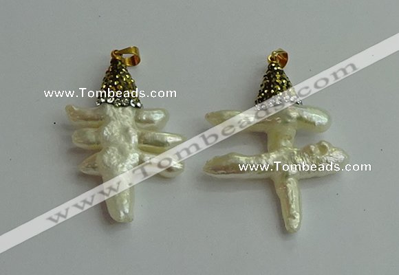 CGP548 25*35mm - 30*40mm freeform pearl pendants wholesale