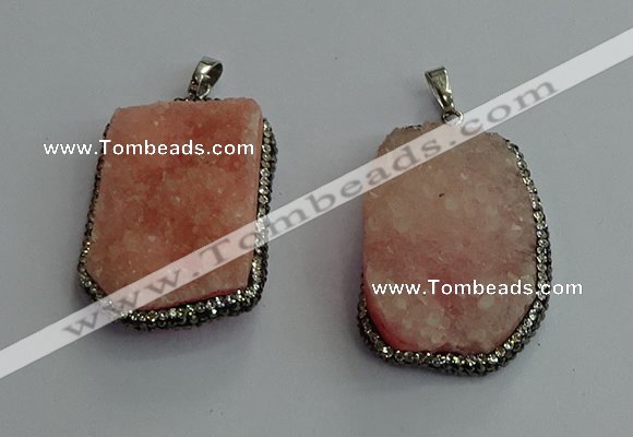 CGP593 25*40mm - 30*45mm freeform druzy agate gemstone pendants