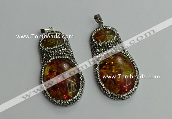 CGP610 35*50mm - 35*55mm freeform synthetic amber pendants