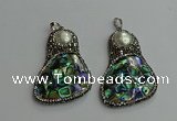 CGP612 35*55mm freeform abalone shell & shell pearl pendants