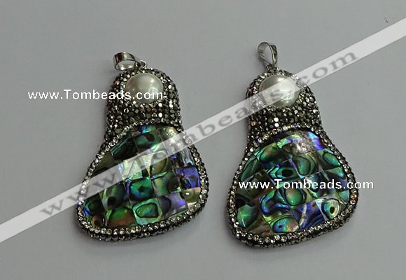 CGP612 35*55mm freeform abalone shell & shell pearl pendants