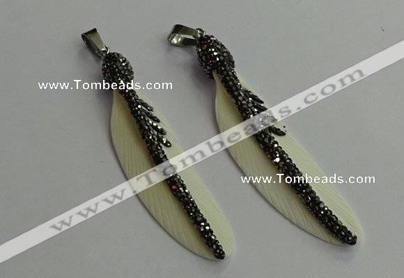 CGP650 18*75mm feather bone pendants wholesale