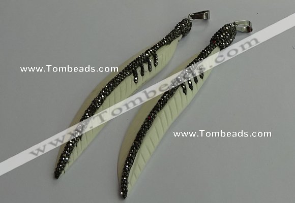 CGP655 18*95mm feather bone pendants wholesale