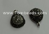 CGP708 25*35mm teardrop plated druzy agate pendants wholesale