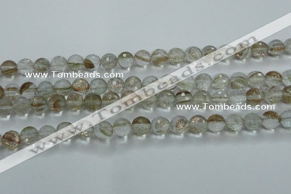 CGQ24 15.5 inches 8mm faceted round gold sand quartz beads