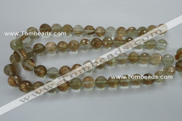 CGQ27 15.5 inches 14mm faceted round gold sand quartz beads