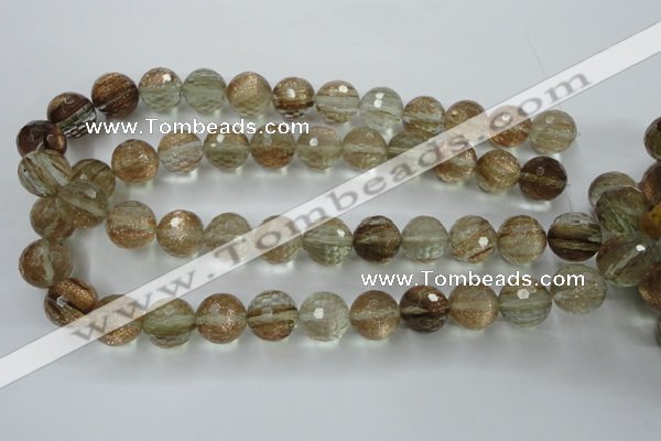 CGQ28 15.5 inches 16mm faceted round gold sand quartz beads