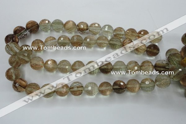CGQ29 15.5 inches 18mm faceted round gold sand quartz beads